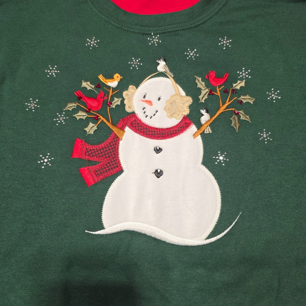 Country Store Green Snowman Christmas Sweatshirt Women's‎ Size L Long Sleeve - Picture 3 of 8